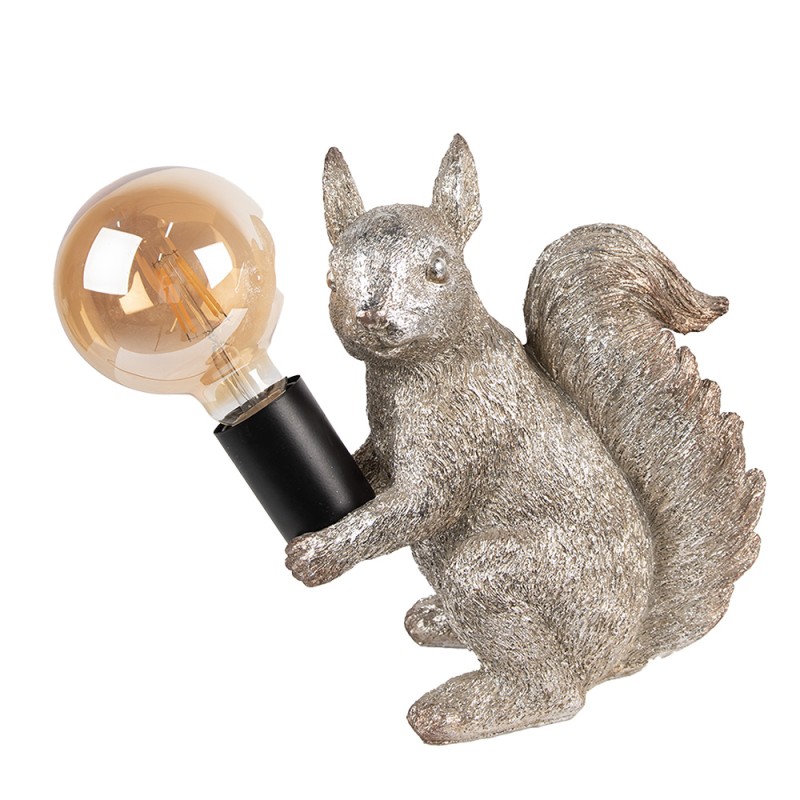 Clayre & Eef Table Lamp Squirrel 24x12x25 cm Silver colored Plastic