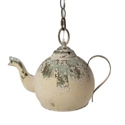 Clayre & Eef Hanglamp Theepot 37x20x26 cm Beige Groen Ijzer