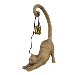 Clayre & Eef Tischlampe Katze 31x17x49 cm Goldfarbig Polyresin