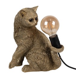 Clayre & Eef Tischlampe Katze 27x21x31 cm Goldfarbig Polyresin