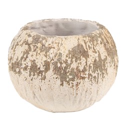 Clayre & Eef Bloempot  Ø 18x13 cm Beige Bruin Steen Rond