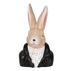 Clayre & Eef Figurine Rabbit 11x9x19 cm Black Stone