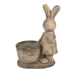 Clayre & Eef Pot de fleurs Lapin 49 cm Marron Beige Matériau céramique