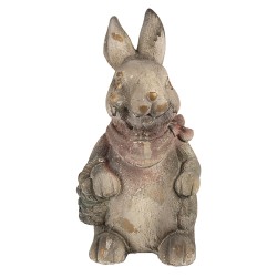 Clayre & Eef Statuetta decorativa Coniglio 41 cm Grigio Marrone Materiale ceramico