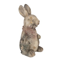 Clayre & Eef Figurine décorative Lapin 41 cm Gris Marron Matériau céramique