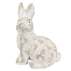 Clayre & Eef Statuetta decorativa Coniglio 25x19x39 cm Bianco Beige Materiale ceramico