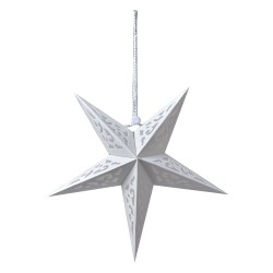 Clayre & Eef Hanging star 30x10x30 cm White Paper