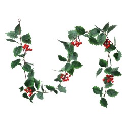 Clayre & Eef Holly garland 170 cm Green Plastic