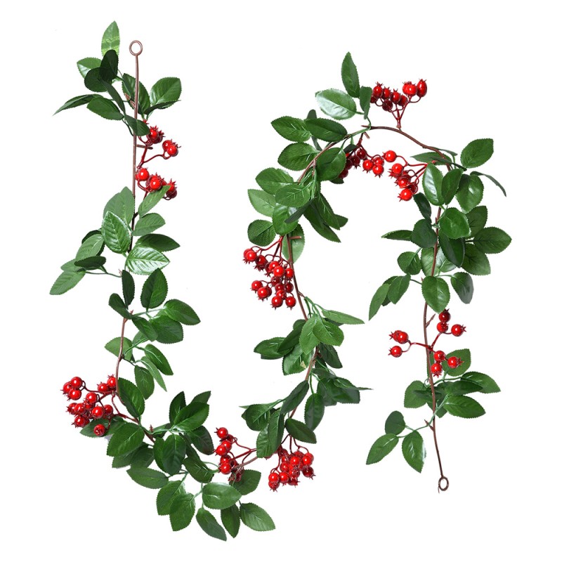 Clayre & Eef Holly garland 180 cm Green Plastic