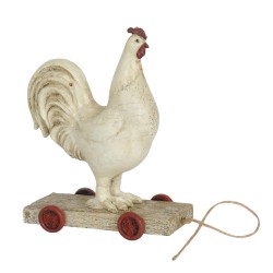 Clayre & Eef Figurine Rooster 15x7x17 cm White Polyresin