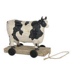 Clayre & Eef Figurine Vache 14x7x12 cm Blanc Noir Polyrésine