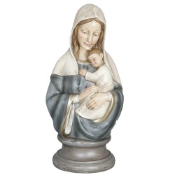 Clayre & Eef Statuetta Maria 19x15x39 cm Blu Beige Poliresina