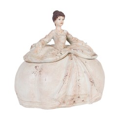 Clayre & Eef Jewellery Box Lady 22x18x21 cm Beige Plastic