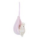 Clayre & Eef Pendant 5x7x10 cm Pink Plastic Rabbit