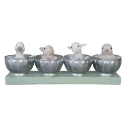 Clayre & Eef Statuetta Animali 26x6x9 cm Grigio Verde Poliresina Animali