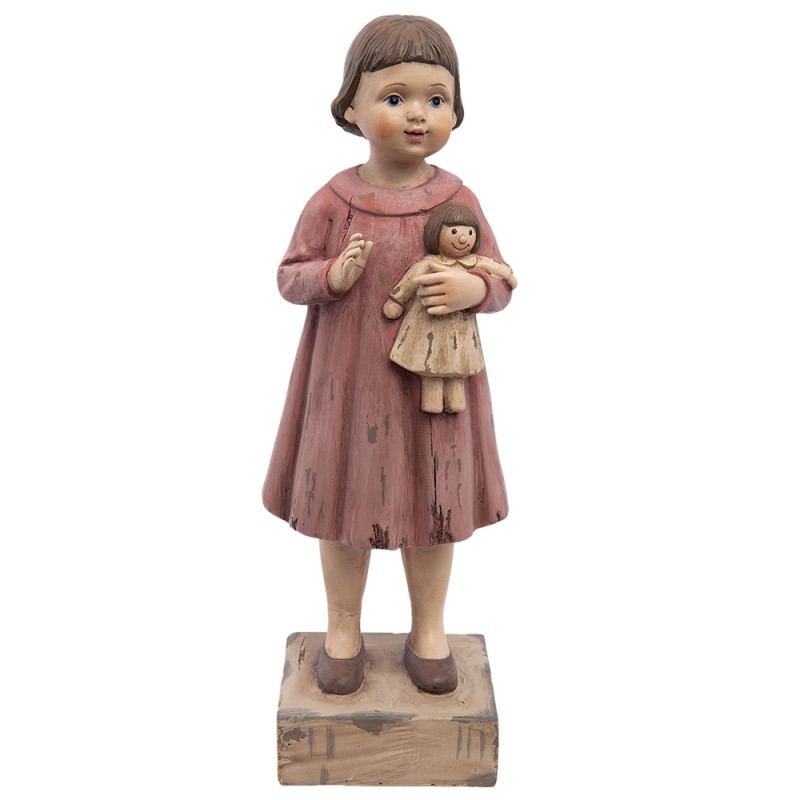 Clayre & Eef Statuetta Ragazza 10x8x28 cm Rosa Poliresina