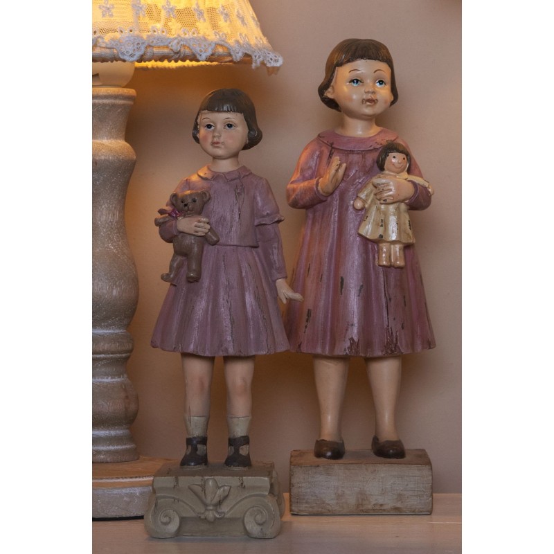 Clayre & Eef Statuetta Ragazza 10x8x28 cm Rosa Poliresina