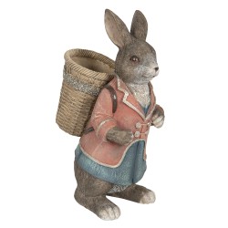 Clayre & Eef Figurine Rabbit 26x19x48 cm Brown Blue Polyresin