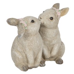 Clayre & Eef Figurine Lapin 10x6x10 cm Beige Polyrésine Lapin