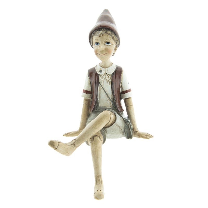 Clayre & Eef Figur Pinocchio 23 cm Beige Rot Polyresin