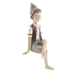 Clayre & Eef Figurine Pinocchio 23 cm Beige Rouge Polyrésine