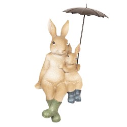 Clayre & Eef Figurine Rabbit 10x9x19 cm Brown Polyresin