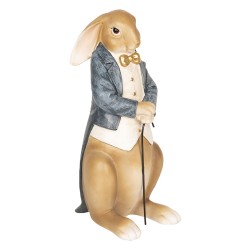 Clayre & Eef Figurine Lapin 16x13x32 cm Marron Bleu Polyrésine