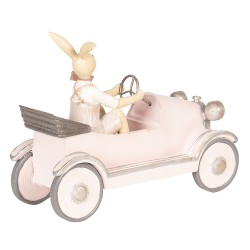 Clayre & Eef Figurine Rabbit 24x9x18 cm Pink Polyresin