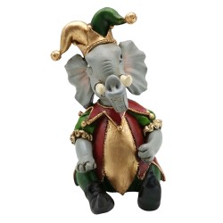 Clayre & Eef Figur Elefant 14x11x18 cm Grau Goldfarbig Polyresin