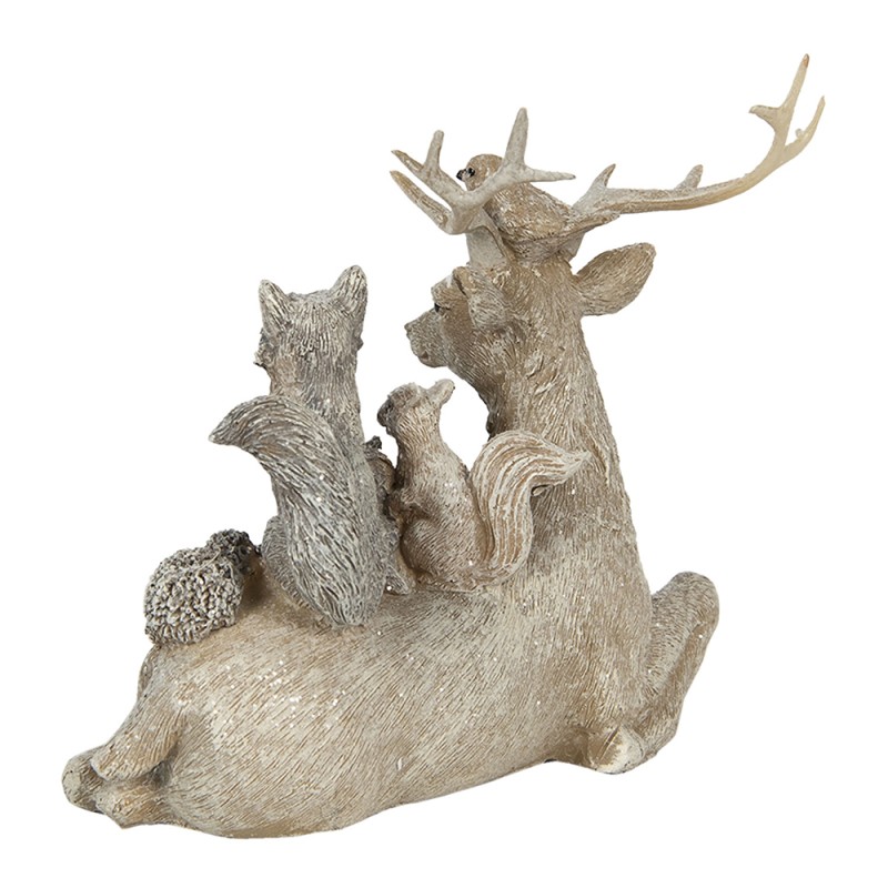 Clayre & Eef Figurine Animaux 16 cm Marron Gris Polyrésine Animaux