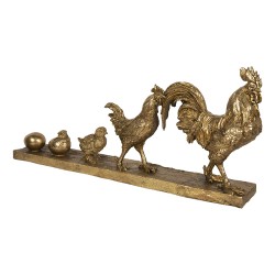 Clayre & Eef Figurine Rooster 59x10x27 cm Gold colored Polyresin Rooster