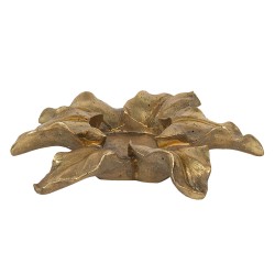 Clayre & Eef Teelichthalter Blume Ø 22x6 cm Goldfarbig Kunststoff