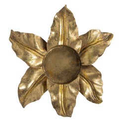 Clayre & Eef Teelichthalter Blume Ø 22x6 cm Goldfarbig Kunststoff