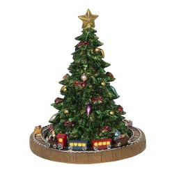 Clayre & Eef Music box Christmas Tree Ø 15x18 cm Green Polyresin