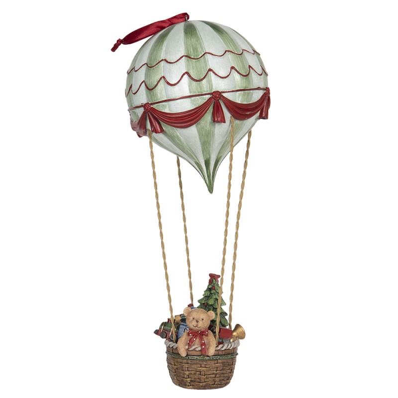 Clayre & Eef Beeld Luchtballon Ø 14x37 cm Wit Groen Polyresin