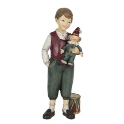 Clayre & Eef Figurine Enfant 9x7x21 cm Vert Rouge Polyrésine