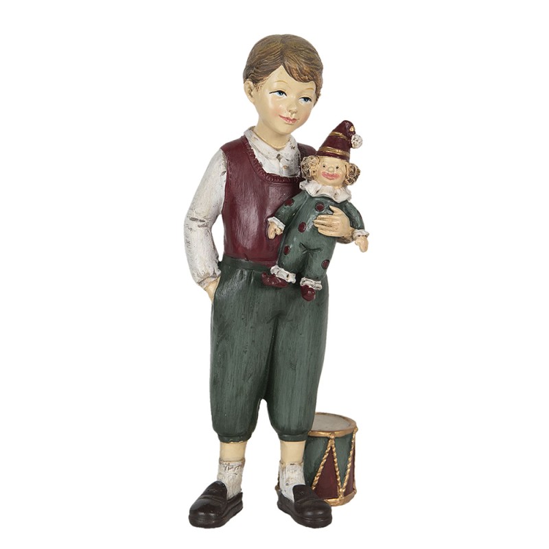 Clayre & Eef Statuetta Bambino 9x7x21 cm Verde Rosso Poliresina