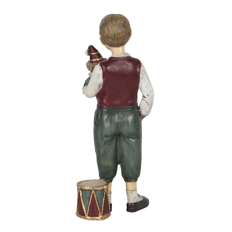 Clayre & Eef Statuetta Bambino 9x7x21 cm Verde Rosso Poliresina