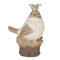 Clayre & Eef Beeld Vogel 14x9x19 cm Wit Beige Polyresin