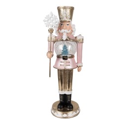 Clayre & Eef Christmas Decoration Figurine Nutcracker 16x16x50 cm Pink Polyresin