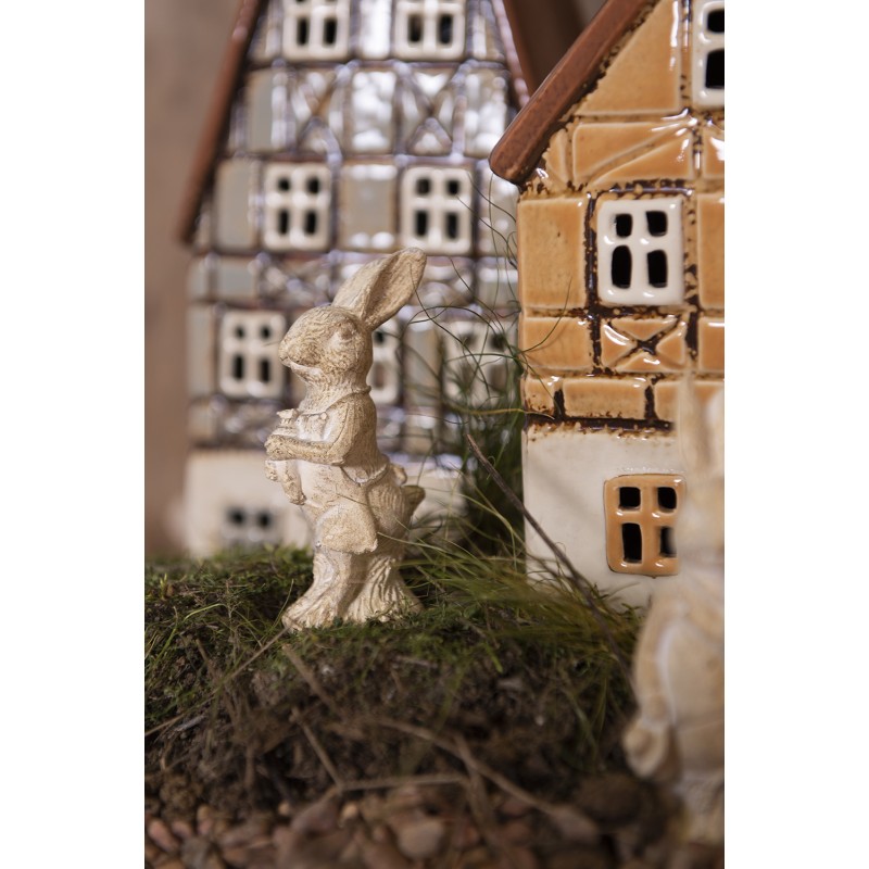 Clayre & Eef Figurine Lapin 11 cm Blanc Polyrésine