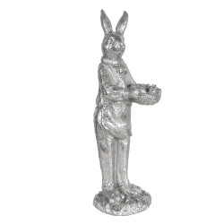 Clayre & Eef Statuetta Coniglio 33 cm Color argento Poliresina