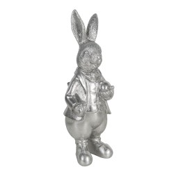 Clayre & Eef Figurine Lapin 22 cm Couleur argent Polyrésine