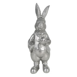 Clayre & Eef Figurine Lapin 22 cm Couleur argent Polyrésine