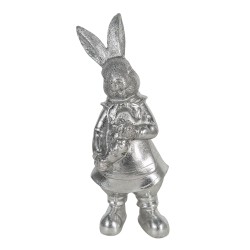 Clayre & Eef Figurine Rabbit 22 cm Silver colored Polyresin