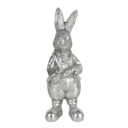 Clayre & Eef Figur Kaninchen 13 cm Silberfarbig Polyresin