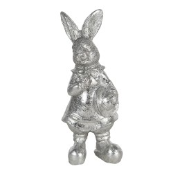 Clayre & Eef Figurine Lapin 13 cm Couleur argent Polyrésine