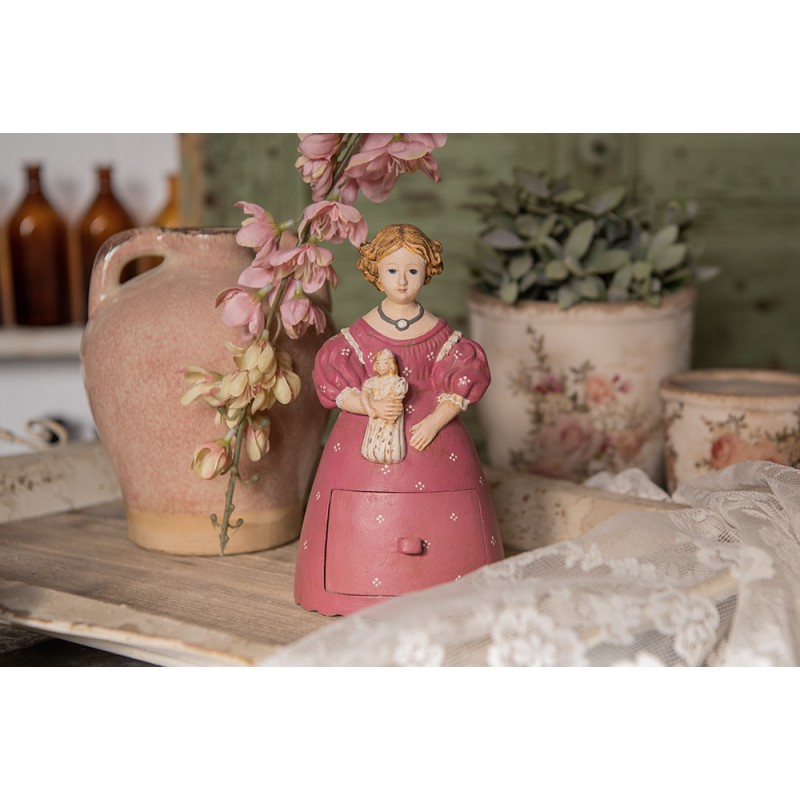 Clayre & Eef Figur Frau 20 cm Rosa Polyresin