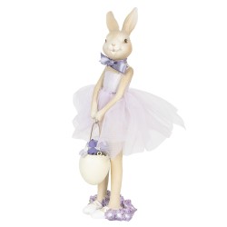 Clayre & Eef Figurine Lapin 8x8x25 cm Violet Polyrésine