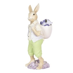 Clayre & Eef Figurine Lapin 11x10x27 cm Beige Vert Polyrésine